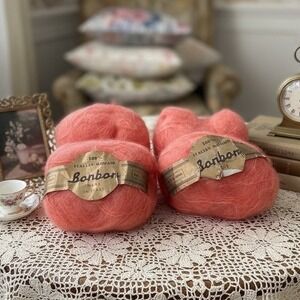Bonbon Italian Mohair Pink Yarn Bundle, 4 Skeins, Vintage Color 39 Bulky, Italy